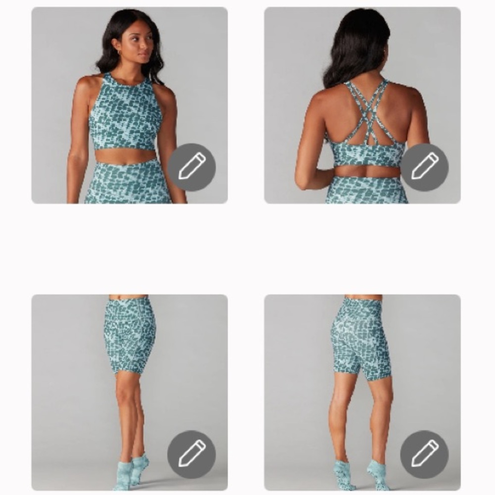 Tavi @Neiman Marcus Pebble Tie Dye Move Bra & Stash & Dash Biker Shorts set SzSm